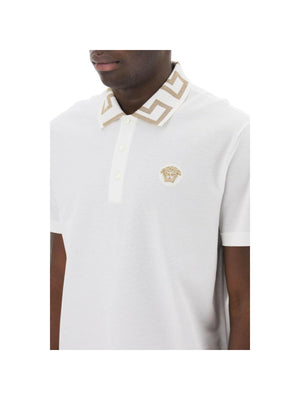 Greca Collar Cotton Piqué Polo Shirt.