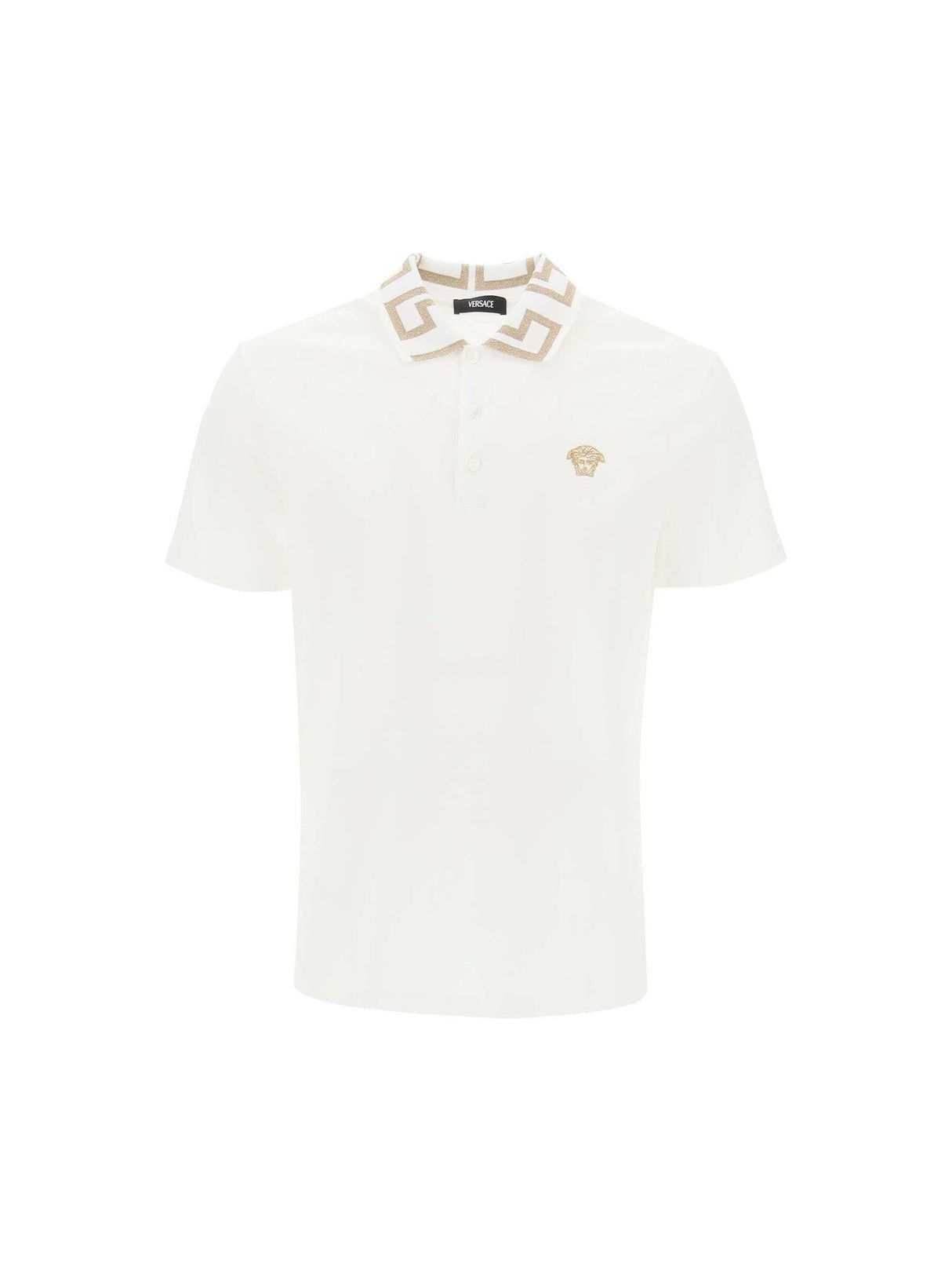 Greca Collar Cotton Piqué Polo Shirt.