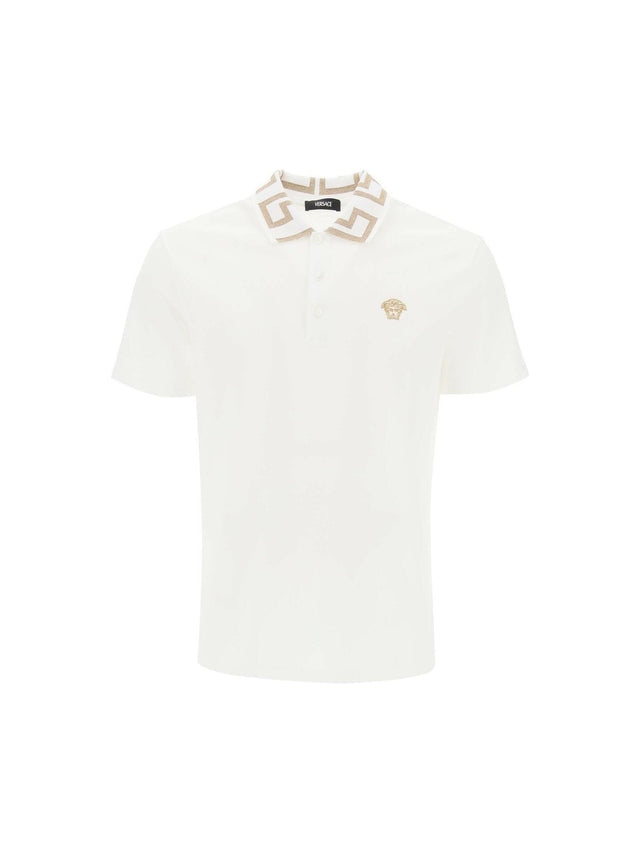 Greca Collar Cotton Piqué Polo Shirt.