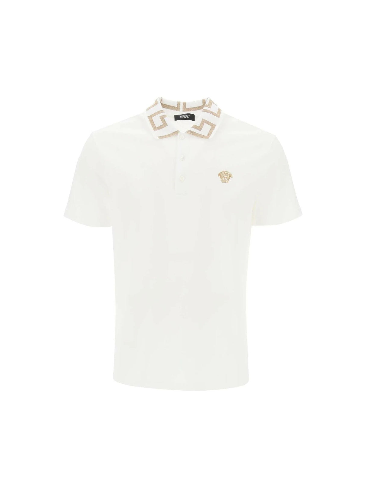 Greca Collar Cotton Piqué Polo Shirt.