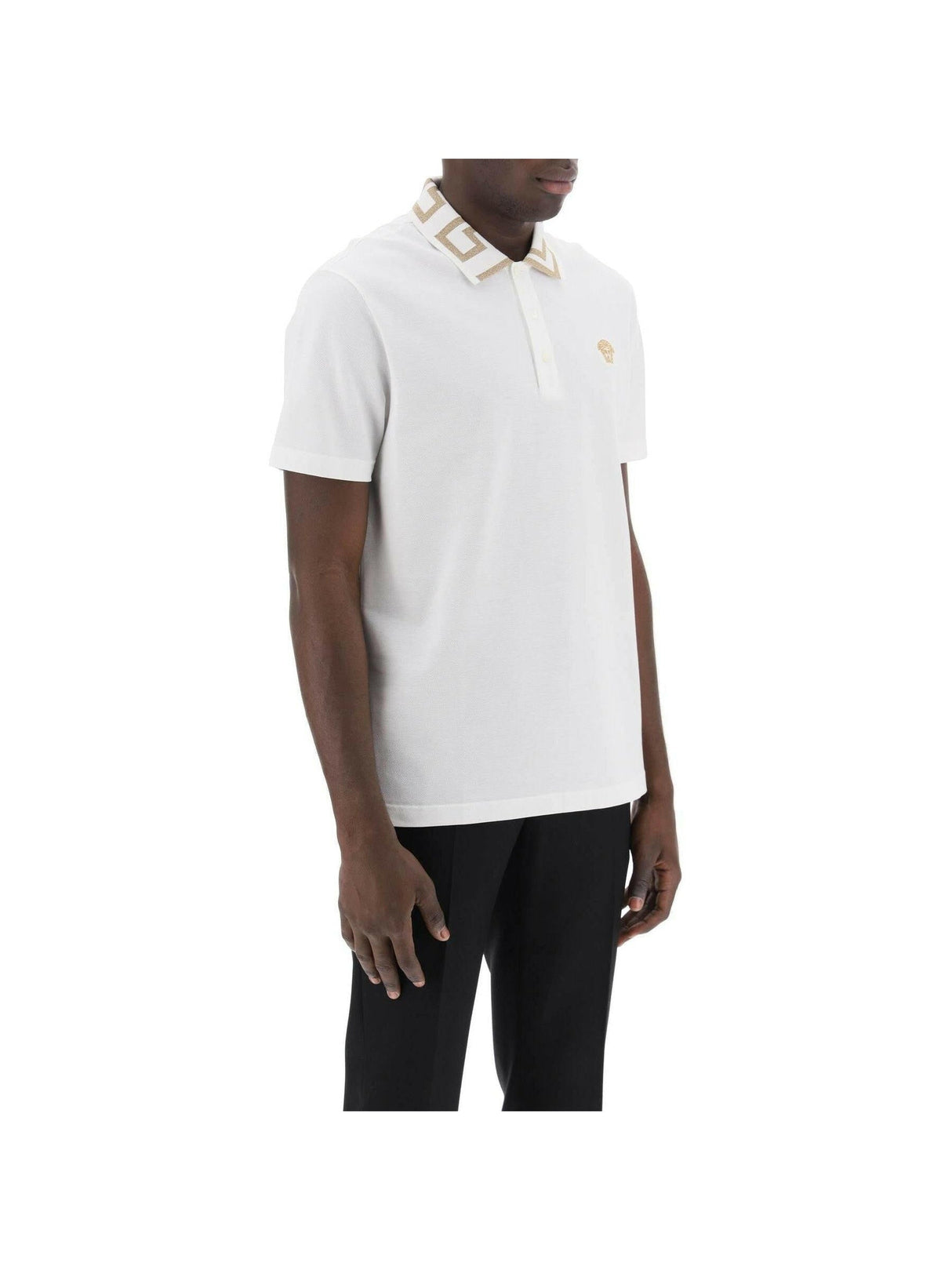 Greca Collar Cotton Piqué Polo Shirt.