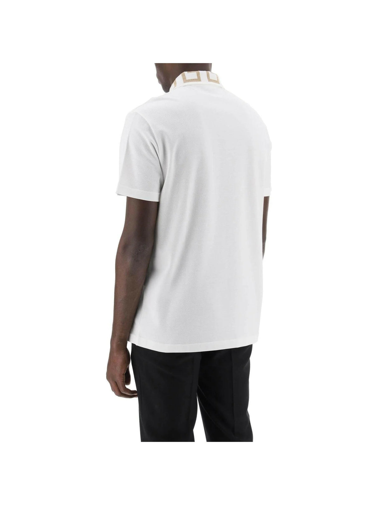 Greca Collar Cotton Piqué Polo Shirt.