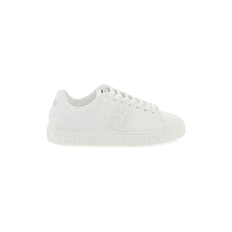 White Greca Faux Leather Sneakers VERSACE JOHN JULIA.