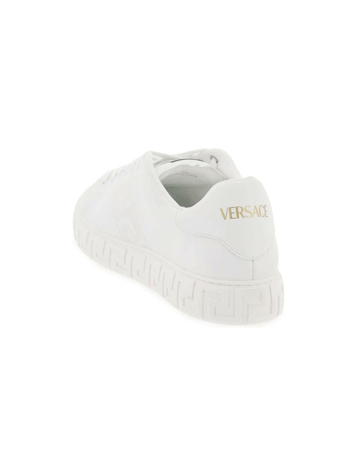 White Greca Faux Leather Sneakers VERSACE JOHN JULIA.