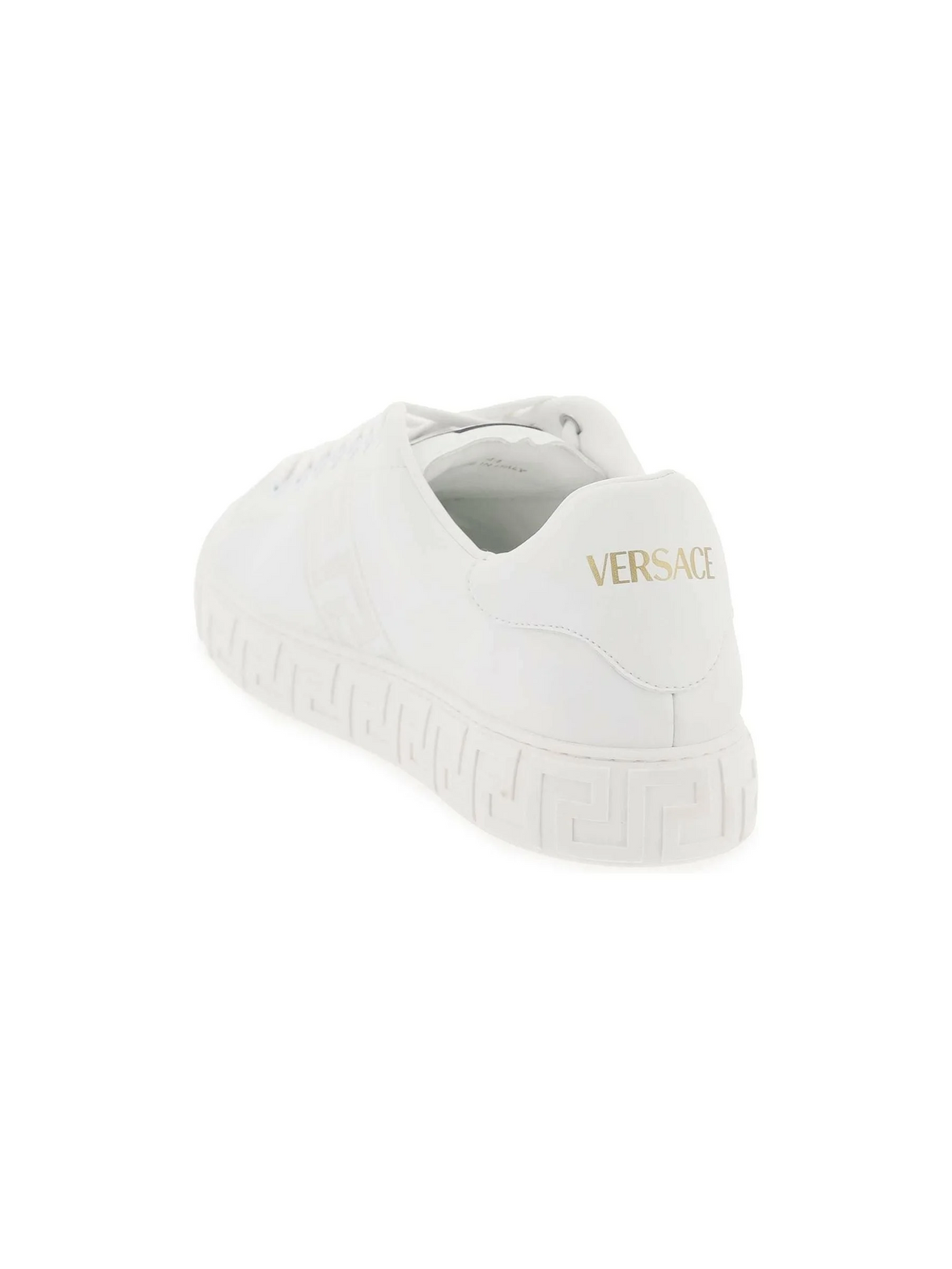 White Greca Faux Leather Sneakers VERSACE JOHN JULIA.