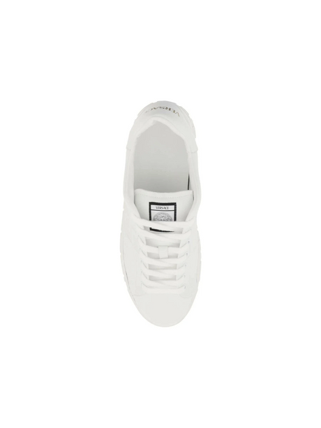 White Greca Faux Leather Sneakers VERSACE JOHN JULIA.