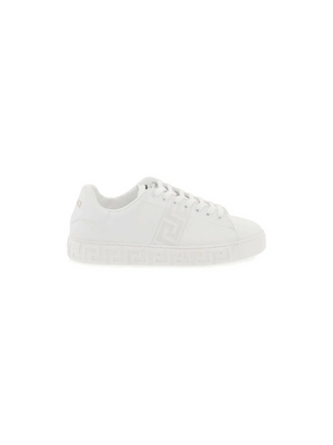 White Greca Faux Leather Sneakers VERSACE JOHN JULIA.