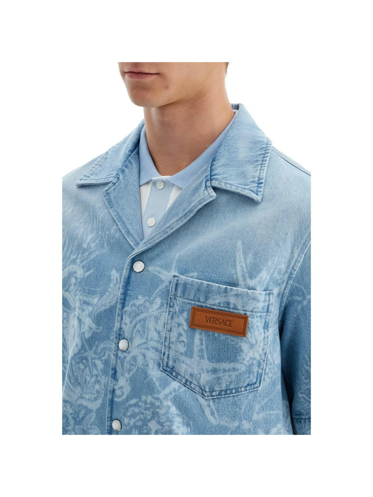 Lasered Barocco Sea Denim Overshirt.