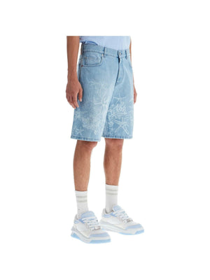 Lasered Barocco Sea Denim Shorts.