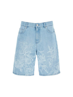 Lasered Barocco Sea Denim Shorts.