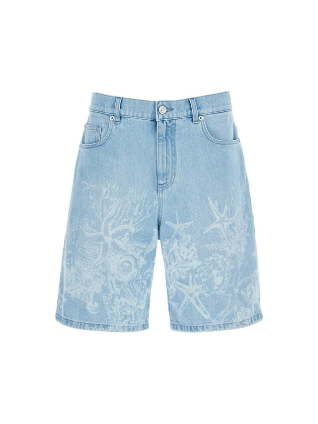 Lasered Barocco Sea Denim Shorts.