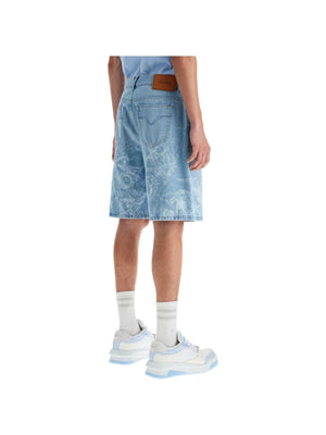 Lasered Barocco Sea Denim Shorts.