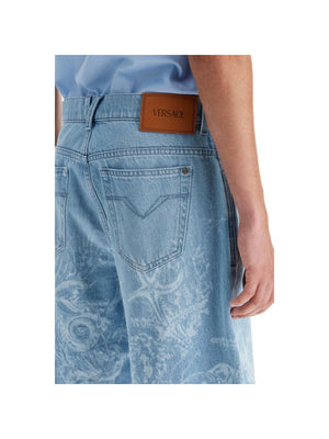 Lasered Barocco Sea Denim Shorts.