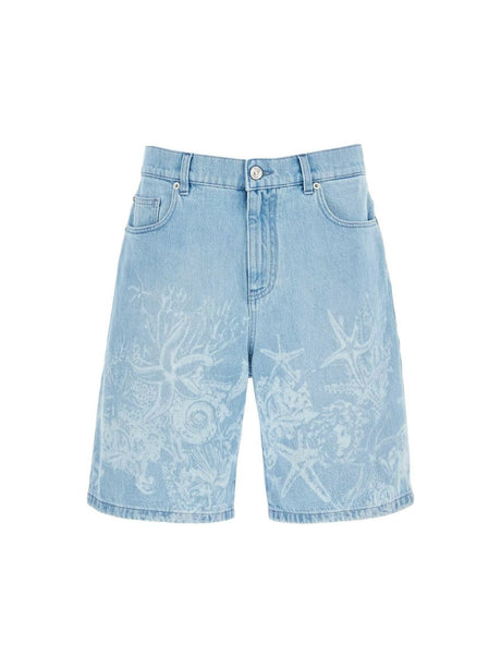 Lasered Barocco Sea Denim Shorts.