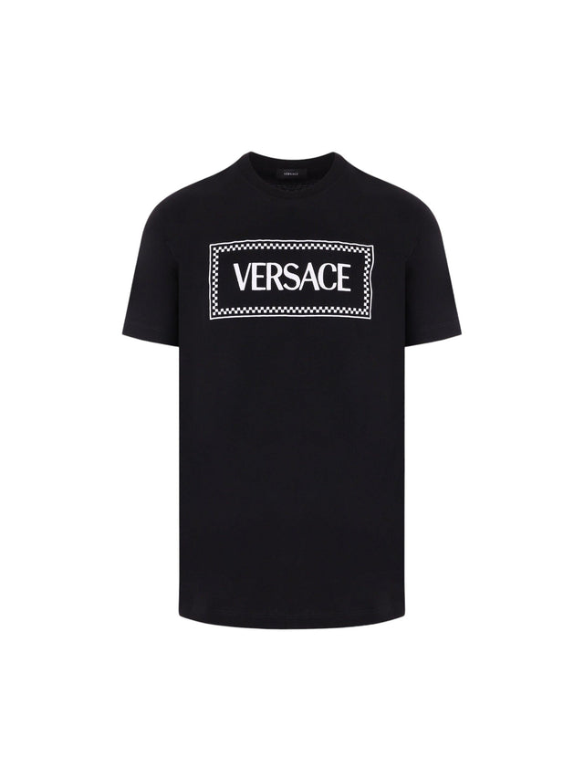 Logo Embroidery Cotton T-shirt-VERSACE-JOHN JULIA