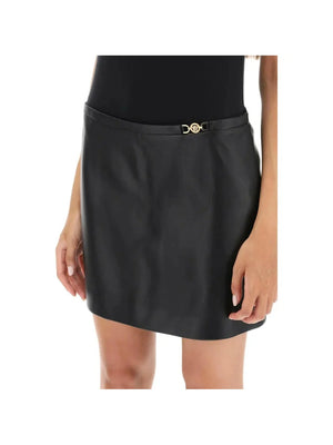 VERSACE-Medusa 95 Leather Mini Skirt-JOHN JULIA