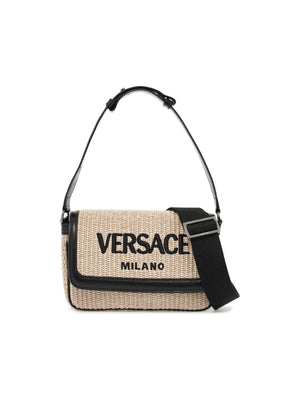 Versace Milano Raffia Crossbody Bag.