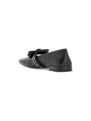 Nappa Leather Gianni Ribbon Studded Ballerinas.