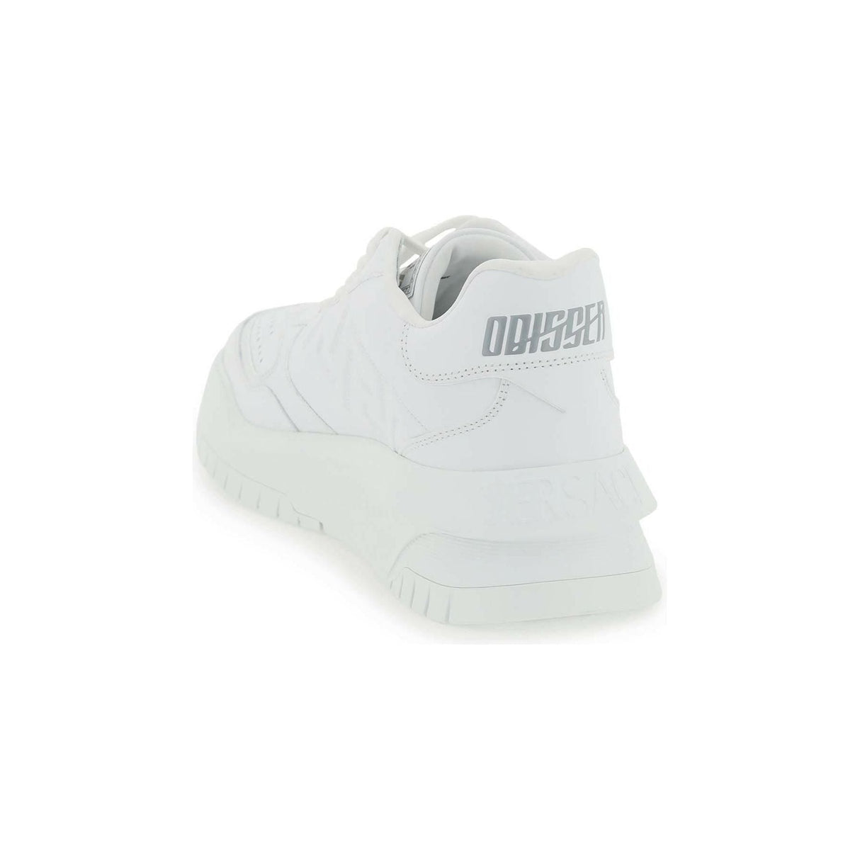 Optical White Odissea Leather Sneakers VERSACE JOHN JULIA.