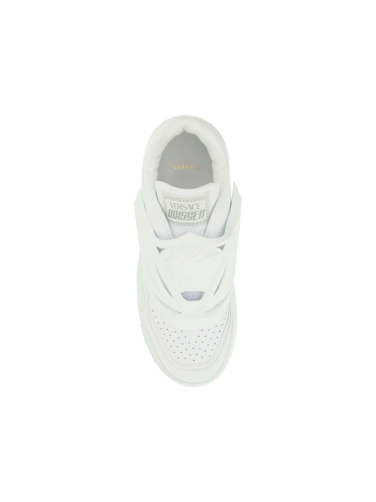 White Leather Odissea Slip-On Sneakers With Perforated Toe Caps VERSACE JOHN JULIA.