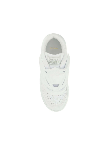 White Leather Odissea Slip-On Sneakers With Perforated Toe Caps VERSACE JOHN JULIA.