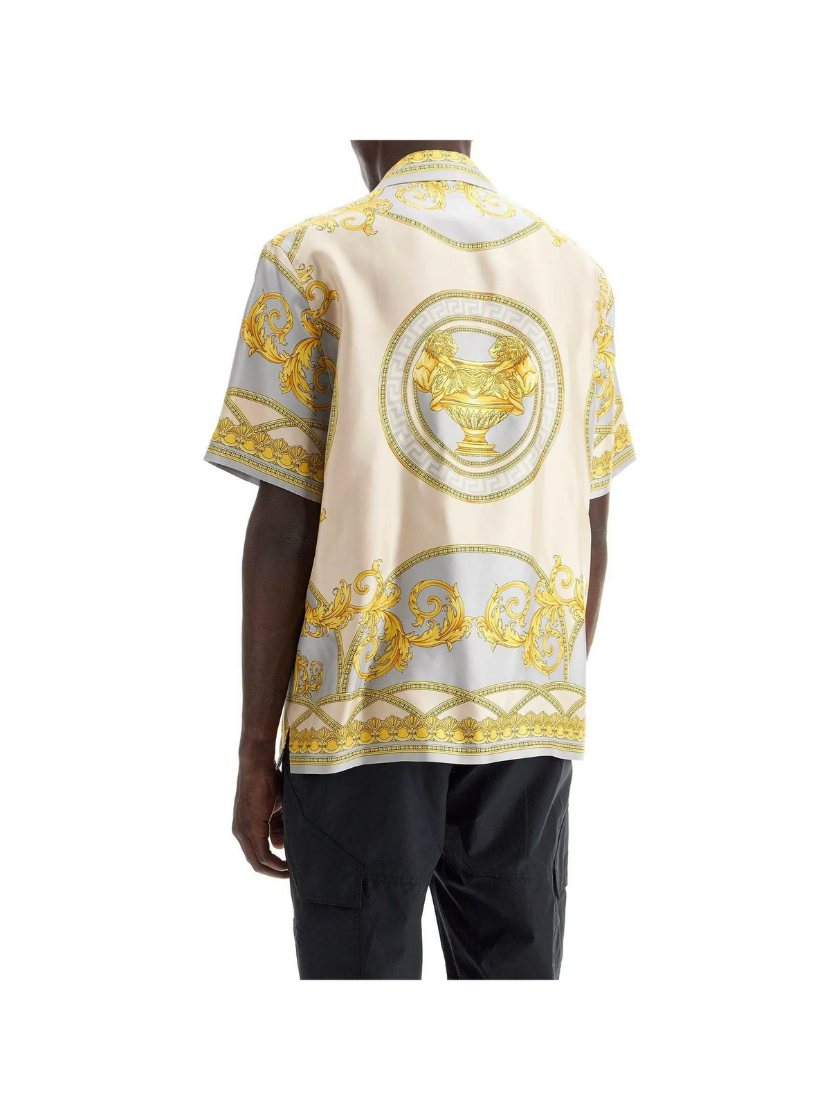 "Printed Silk Bowling Shirt From The Gods' Collection.