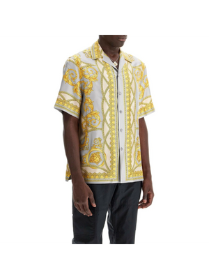 "Printed Silk Bowling Shirt From The Gods' Collection.