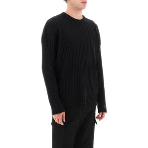 Ribbed Knit Sweater With Leather Straps VERSACE JOHN JULIA.