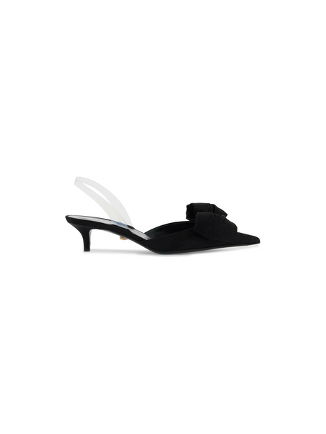 Satin Alia Bow Slingback Pumps.