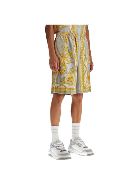 VERSACE-Silk Coupe des Dieux Print Shorts -JOHN JULIA.