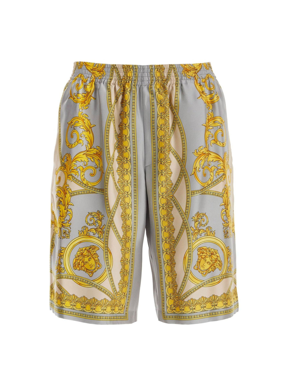 VERSACE-Silk Coupe des Dieux Print Shorts -JOHN JULIA.