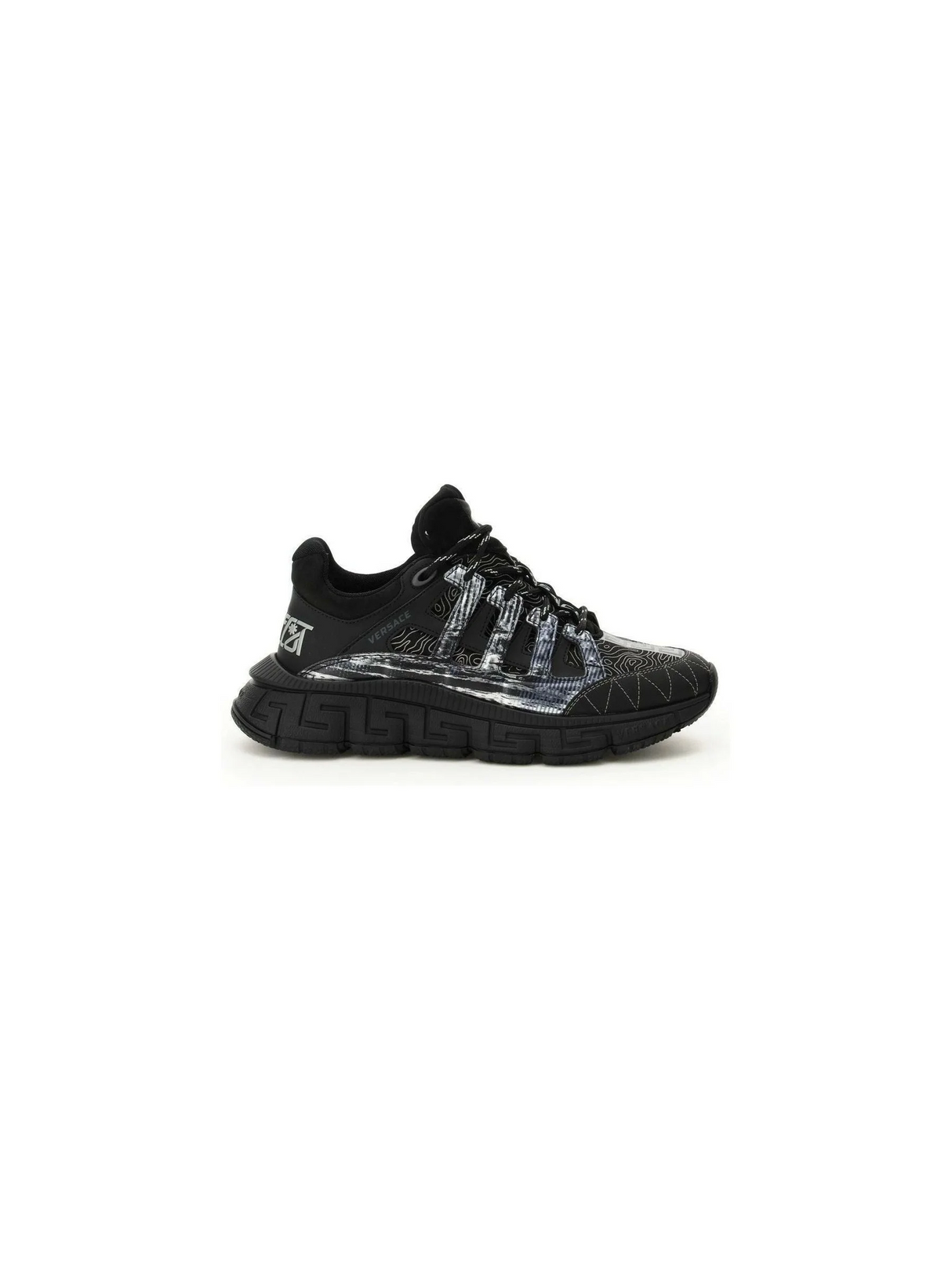 Black Silver Trigreca Sneakers With Greca Cushioning System VERSACE JOHN JULIA.