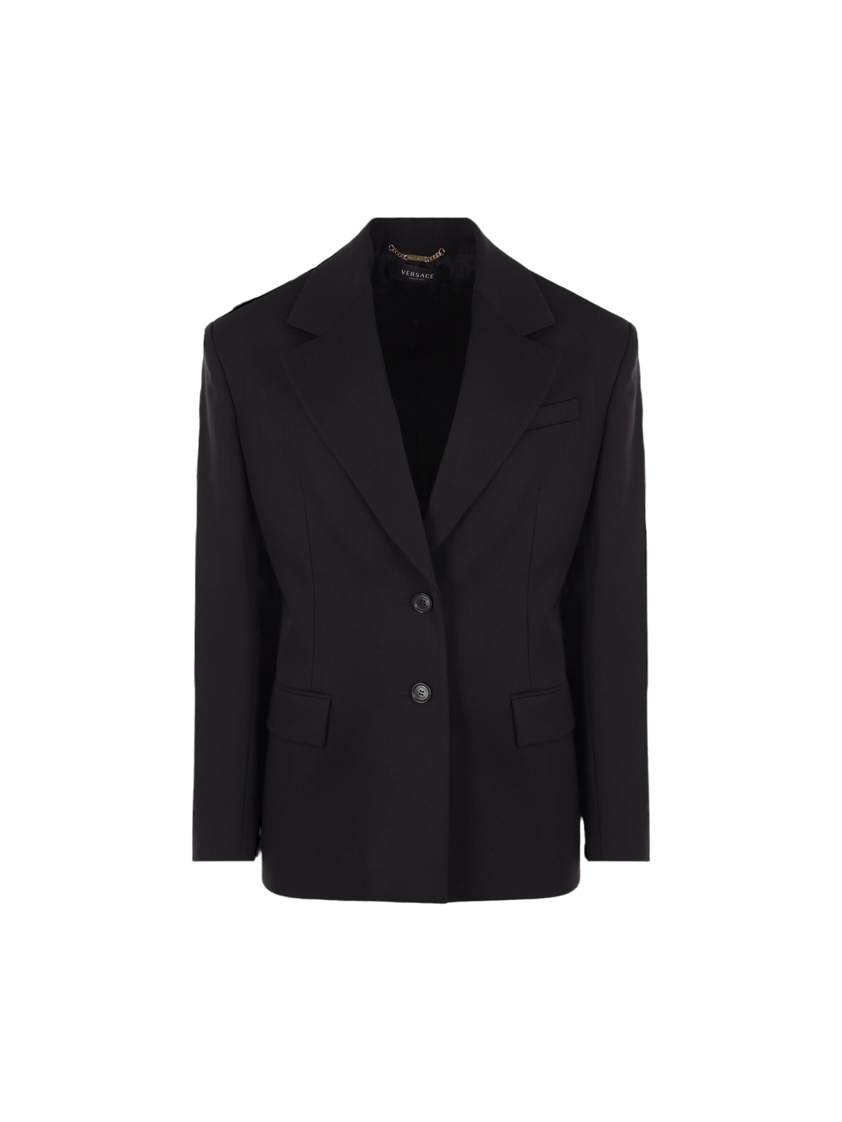 Single-breasted Wool Gabardine Oversized Jacket-VERSACE-JOHN JULIA