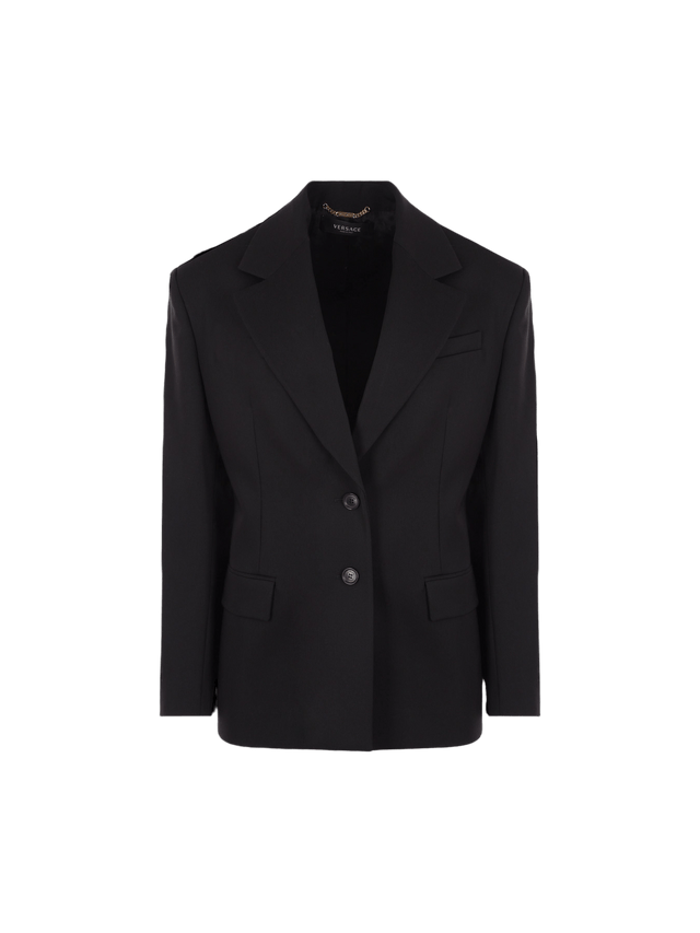 Single-breasted Wool Gabardine Oversized Jacket-VERSACE-JOHN JULIA