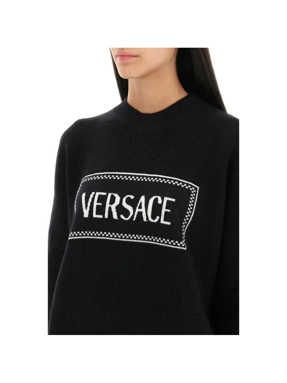 Crew Neck Sweater With Logo Inlay VERSACE JOHN JULIA.