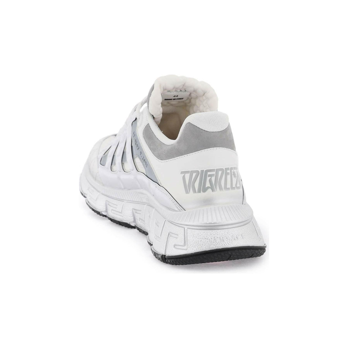 White and Silver 'Trigreca' Leather Sneakers VERSACE JOHN JULIA.