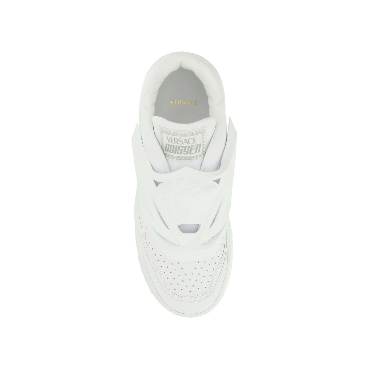 White Leather Odissea Slip-On Sneakers With Perforated Toe Caps VERSACE JOHN JULIA.