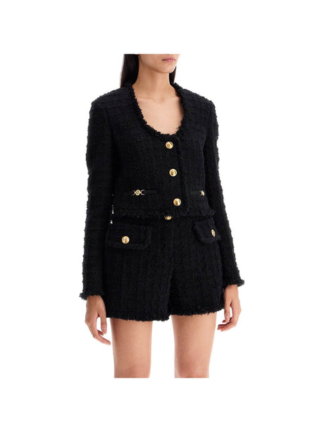 Wool and Mohair Tweed Short Jacket Medusa Buttons