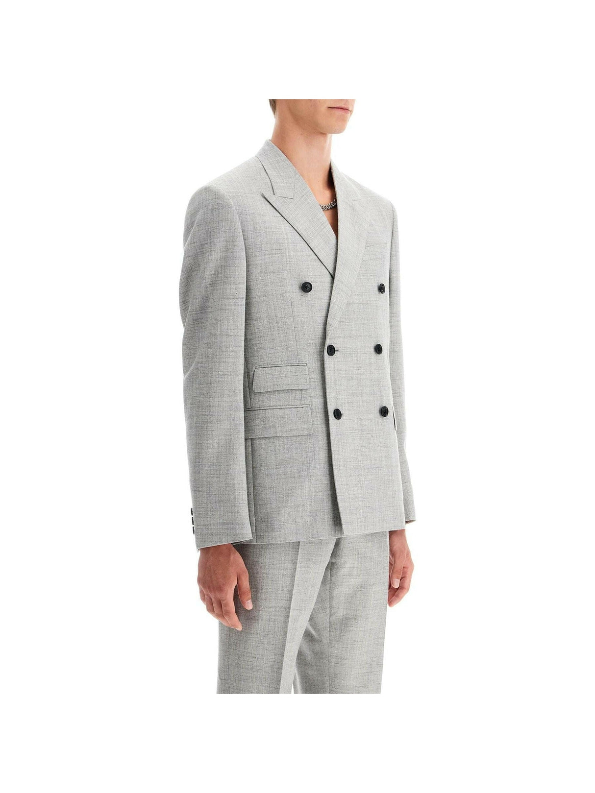 Wool-Blend Double-Breasted Blazer.