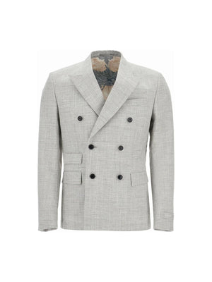 Wool-Blend Double-Breasted Blazer.