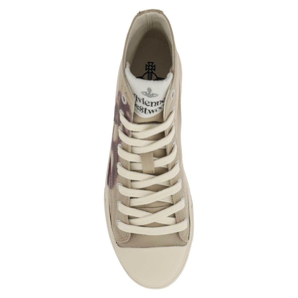 Beige Purple Orb Plimsoll High Top Sneakers VIVIENNE WESTWOOD JOHN JULIA.