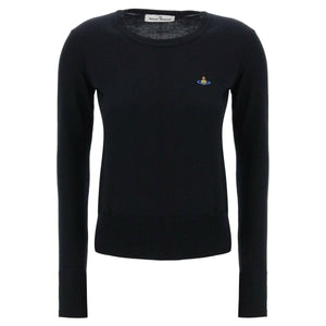 Black Cotton Crew-Neck Pullover With Embroidered Logo VIVIENNE WESTWOOD JOHN JULIA.