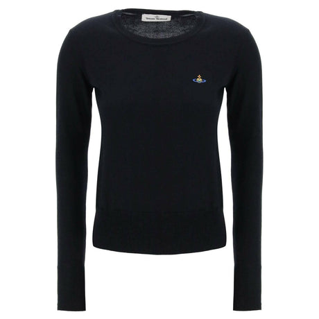 Black Cotton Crew-Neck Pullover With Embroidered Logo VIVIENNE WESTWOOD JOHN JULIA.