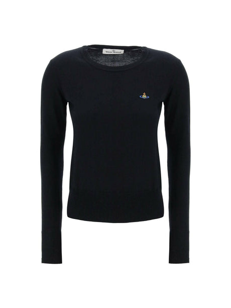 Black Cotton Crew-Neck Pullover With Embroidered Logo VIVIENNE WESTWOOD JOHN JULIA.