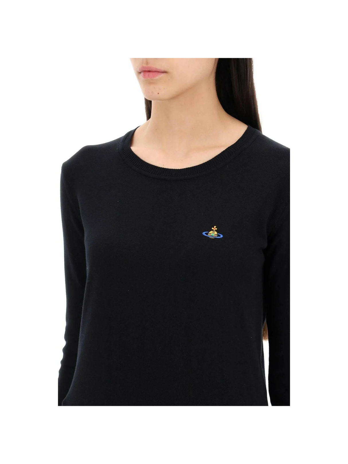 Black Cotton Crew-Neck Pullover With Embroidered Logo VIVIENNE WESTWOOD JOHN JULIA.