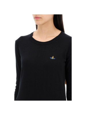 Black Cotton Crew-Neck Pullover With Embroidered Logo VIVIENNE WESTWOOD JOHN JULIA.