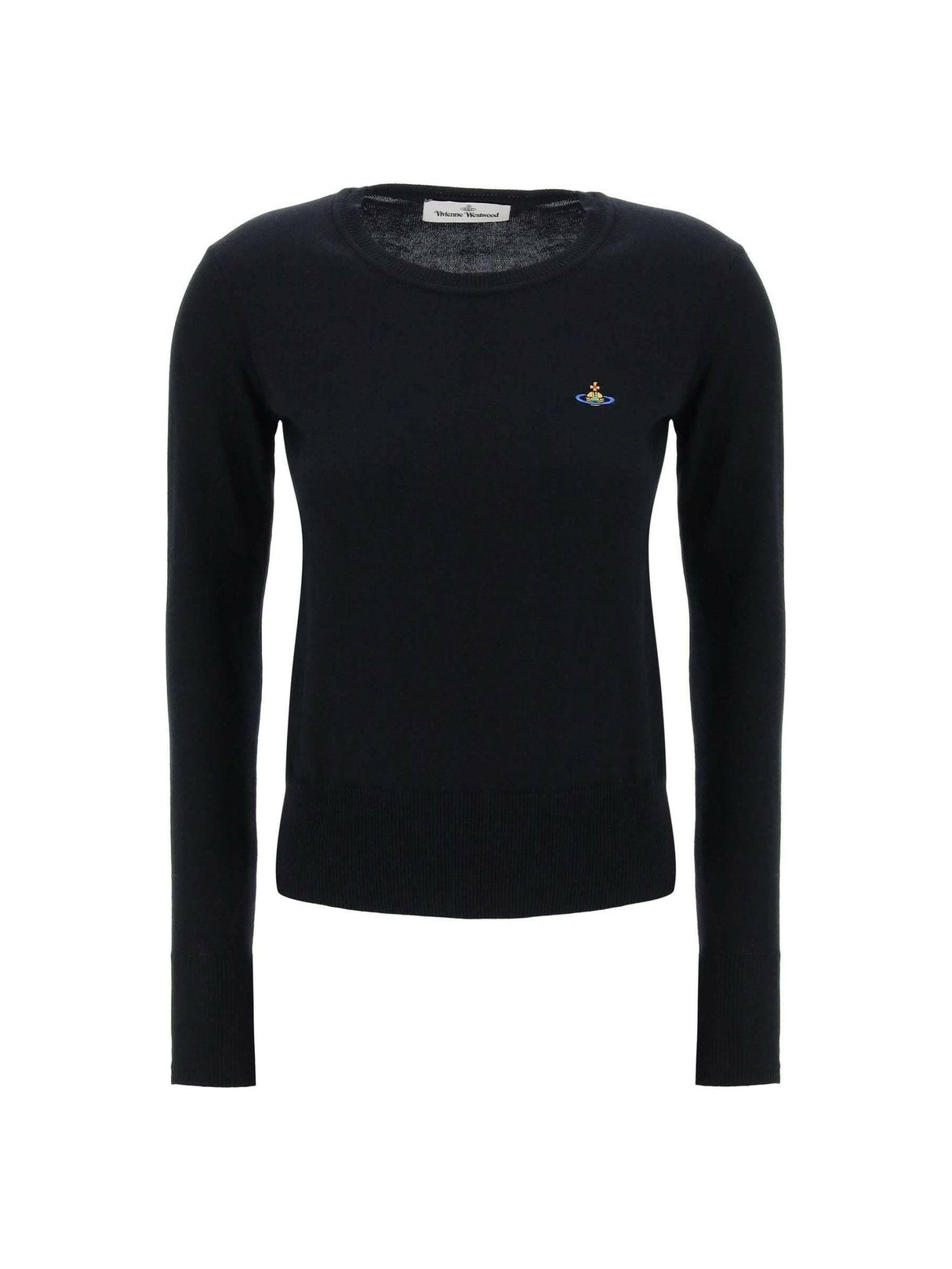 Black Cotton Crew-Neck Pullover With Embroidered Logo VIVIENNE WESTWOOD JOHN JULIA.