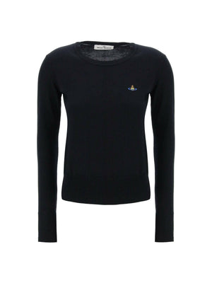 Black Cotton Crew-Neck Pullover With Embroidered Logo VIVIENNE WESTWOOD JOHN JULIA.