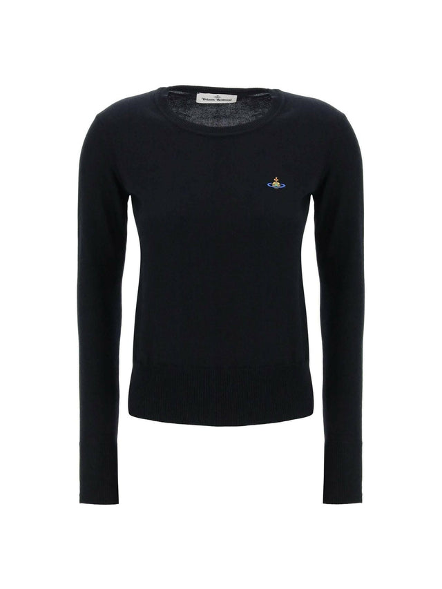 Black Cotton Crew-Neck Pullover With Embroidered Logo VIVIENNE WESTWOOD JOHN JULIA.