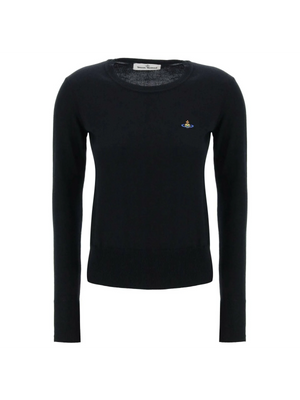 Black Cotton Crew-Neck Pullover With Embroidered Logo VIVIENNE WESTWOOD JOHN JULIA.